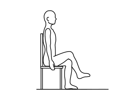 姿勢良く足を組む人 座位,足組み,横向き,線画,白黒のイラスト素材