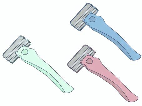 シンプルなカミソリ３本セット カミソリ,剃刀,シェーバー,ムダ毛,脱毛,使い捨て,ｔ字,身だしなみ,美容,お手入れのイラスト素材