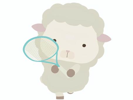 テニス_羊 テニス,羊,動物,かわいい,スポーツのイラスト素材