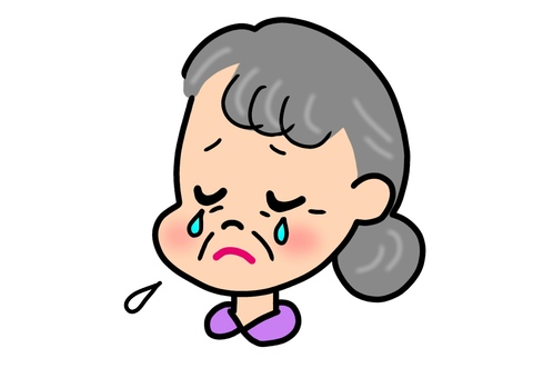 Illustration, tears, cry, grandmother, 