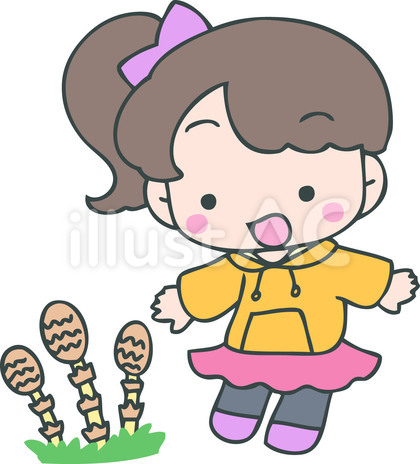 つくしを発見する女の子
