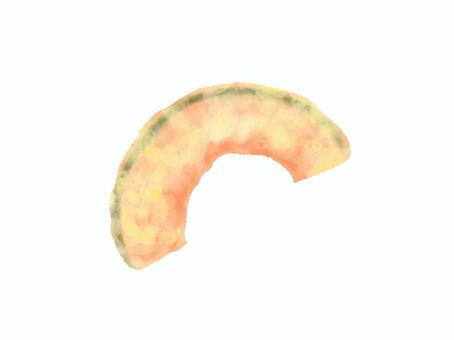 水彩画風かぼちゃの天ぷらのイラスト カボチャ,天ぷら,かぼちゃ天,食べ物,揚げ物,おかず,水彩,手描き,リアルのイラスト素材