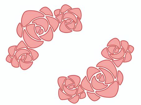 フレーム等角に使えるバラの装飾　主線あり あしらい,薔薇,飾り,角,花,コーナーフレーム,フレーム,デコレーション,デザイン,ポイントのイラスト素材