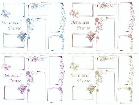 Illustration, four corners, frame, botanical, 