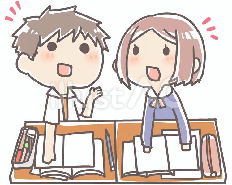隣の席の男女 隣,席,男女のイラスト素材