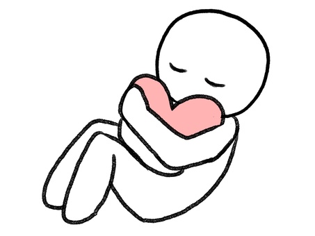ハートを抱きしめる棒人間全身 棒人間,人物,ハート,ハグ,抱きしめる,手描き,落書き,表情,黒,シンプルのイラスト素材