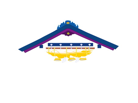 神社の大しめ縄  神社,しめ縄,大しめ縄,お参り,参拝,正月,初詣,お賽銭,新年,屋根のイラスト素材