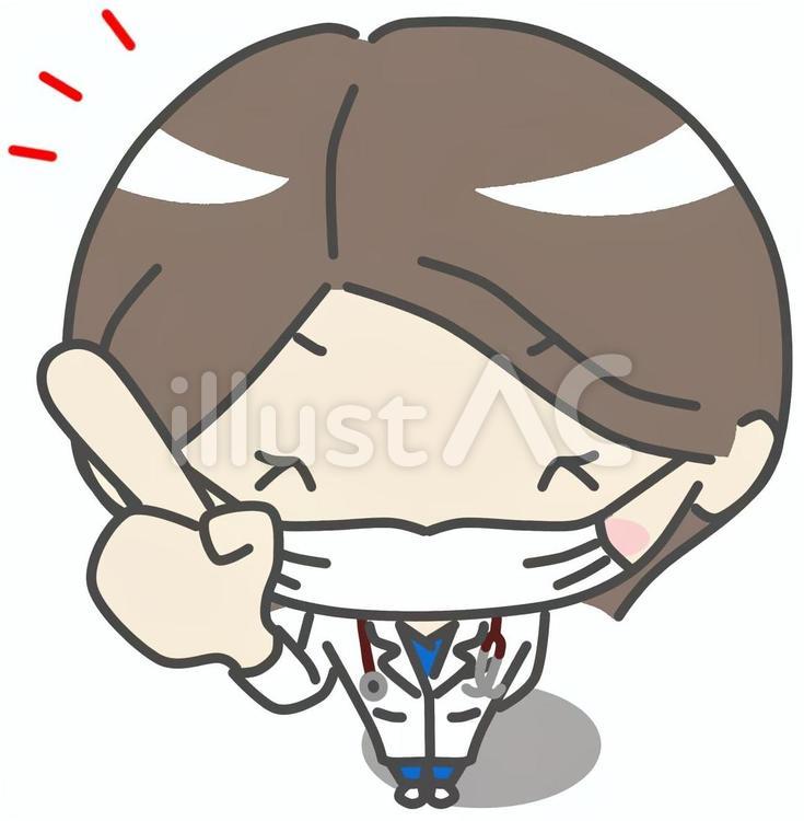 ひらめく医者　マスク着用 ひらめく,気づく,思いつくのイラスト素材