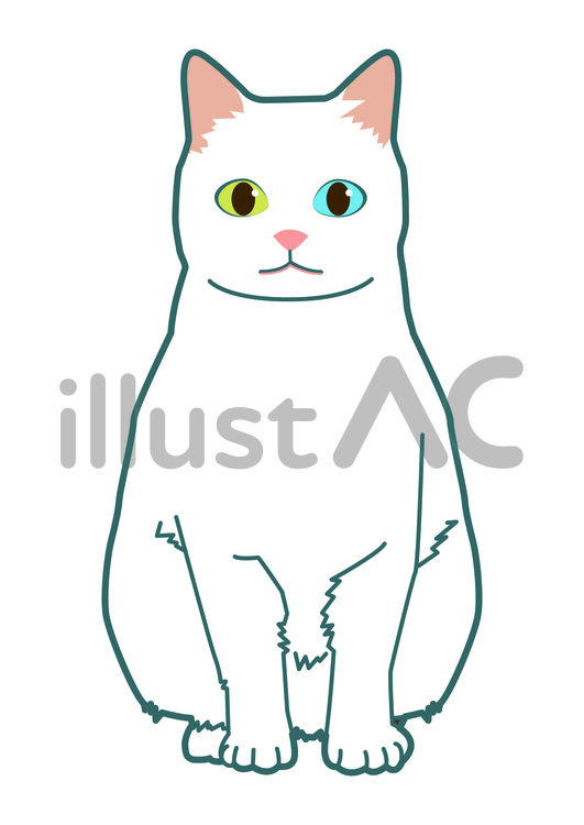 座って見つめてくる猫 白猫 イラスト No 無料イラストなら イラストac