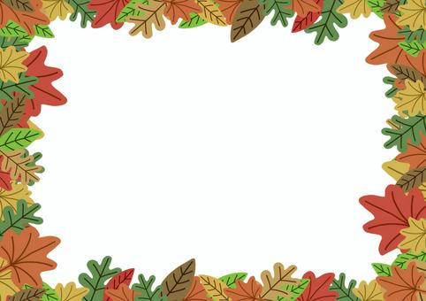 秋フレーム 秋フレーム 秋,もみじ,イチョウ,フレーム,ヨコ,かわいいのイラスト素材