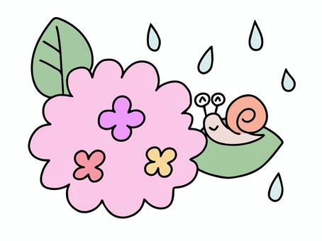 rainy season, snail, hydrangea, rain, JPG, PNG and AI