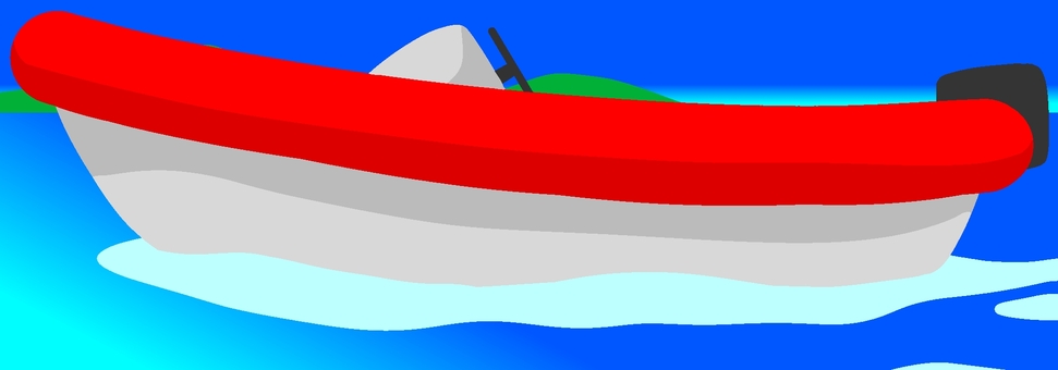 ゴムボート 船,ボート,ゴムボート,モーターボート,小型船,船舶,海,赤色,蛍光色,デフォルメのイラスト素材