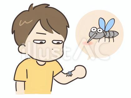 蚊に刺されているのをじっと見ている男性