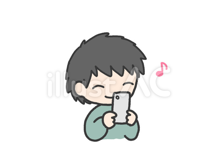 スマホを楽しんでいる男の子 スマホ,男の子,楽しいのイラスト素材