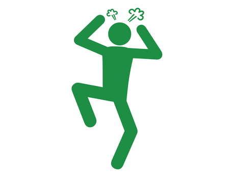 両手を振り上げ地団駄を踏んで怒る人（緑） 人,人物,ピクトグラム,全身,地団駄,足踏み,駄々,怒る,怒り,立腹のイラスト素材