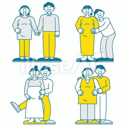 いろんな並び方をした妊婦と夫