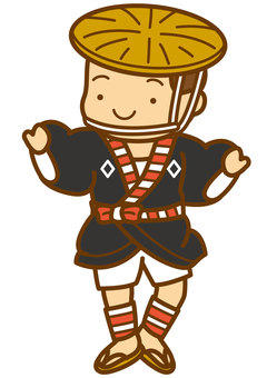 奴-4c 奴-4c 奴,中間,江戸,仕事,職業,笠,半纏,着物,股引き,脚絆のイラスト素材