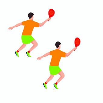 テニス 009 テニス,テニス選手,スポーツ,ラケット,男性,運動,ダブルス,アクション,スイング,二人のイラスト素材