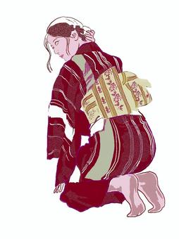 Illustration, yukata, midsummer, japanese style, 