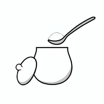 砂糖のイメージ2 砂糖,シュガーポット,グラニュー糖,スプーン,調味料,シンプル,手描き,手書き,イラスト,カットのイラスト素材