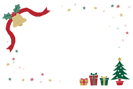 #3438クリスマスポストカード クリスマス,クリスマスフレーム,クリスマスカード,ポストカード,手描き,手描き風,かわいい,ナチュラル,シンプル,星のイラスト素材