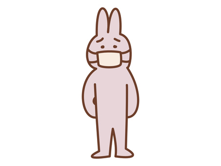 マスクするウサギ　困り顔Ver マスク,感染,感染予防,風邪,病気,病院,咳,予防,インフルエンザ,うさぎのイラスト素材