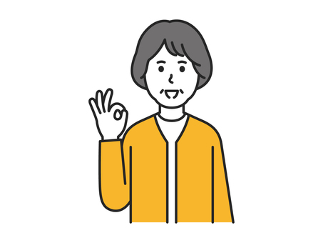 OKポーズをするシニア女性 ok,ゴーサイン,yes,理解,了解,女性,中高年,高年層,高年齢層,年長者のイラスト素材