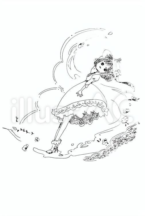 入道雲の女の子イラスト No 無料イラストなら イラストac