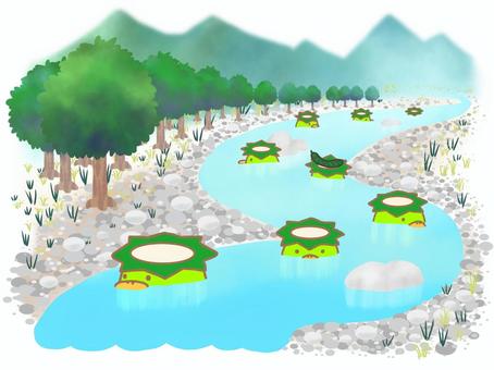 Illustration, kappa, chuan, flowing, 
