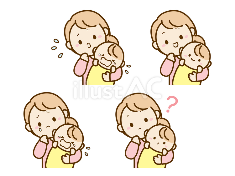 赤ちゃんとママのイラストセット 赤ちゃん,ママ,抱っこのイラスト素材
