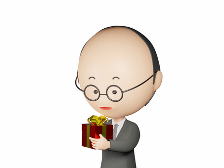 クリスマスプレゼントを持つスーツ中年男性 クリスマスプレゼント,クリスマス,プレゼント,中年,男性,リボン,アイコン,箱,プレゼントボックス,贈り物のイラスト素材
