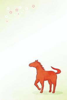 年賀状　赤茶色の馬