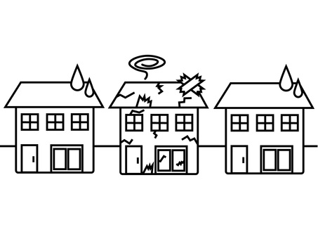 住宅地の中の空き家2 家,住宅,建物,不動産,住居,暮らし,ライフスタイル,ハウス,廃墟,崩壊のイラスト素材