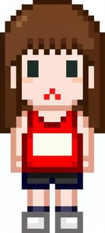 ドット絵の陸上部の女性です。 ドット絵,陸上部,シンプル,部活,クラブ,スポーツ,サークル,ランナー,トラック,スタートダッシュのイラスト素材