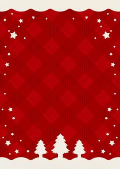 クリスマスのチェック柄フレーム縦1