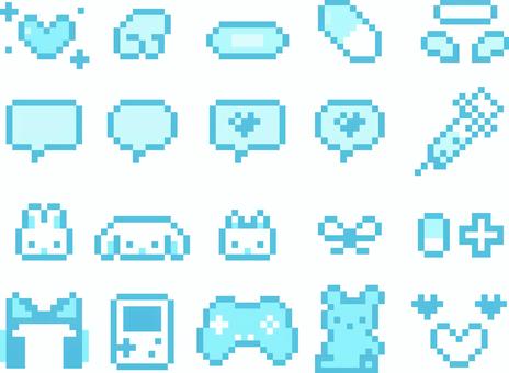 天使界隈・水色界隈ドットアイコン セット,アイコン,天使界隈,水色界隈,水色,サブカル,ゆめかわいい,かわいい,地雷系,パステルのイラスト素材