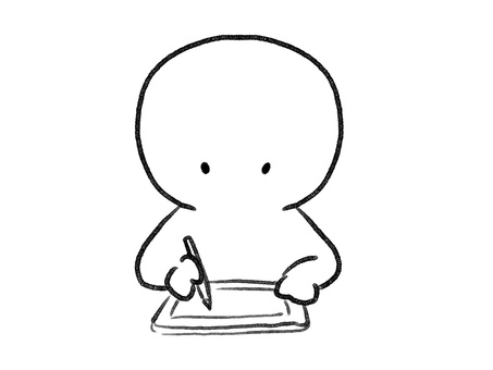 液タブを使って絵を描く棒人間の線画 棒人間,人物,液晶タブレット,手描き,落書き,表情,黒,シンプル,素材,背景透過のイラスト素材