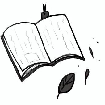 本 本 本,小説,読書,落ち葉,秋,読書の秋,しおり,ワンポイントのイラスト素材