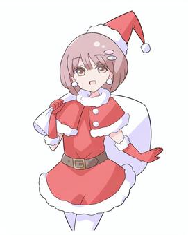 サンタのコスチュームの女の子 人物,キャラクター,女の子,コスプレ,イベント,サンタクロース,クリスマス,12月,パーティ,赤のイラスト素材