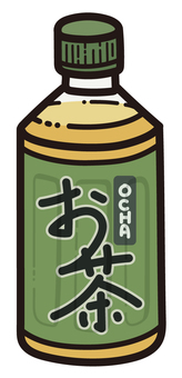 ペットボトルのお茶（緑茶） お茶,緑茶,飲料,ペットボトル,和風,シンプル,イラスト,デフォルメ,和,ワンポイントのイラスト素材