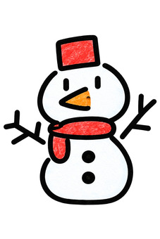 手描きクリスマス雪だるま 雪だるま,クリスマス,冬,雪,マフラー,手描き,かわいい,キャラクター,アイコンのイラスト素材