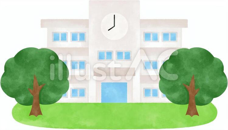 夏の校舎 校舎,学校,高校のイラスト素材