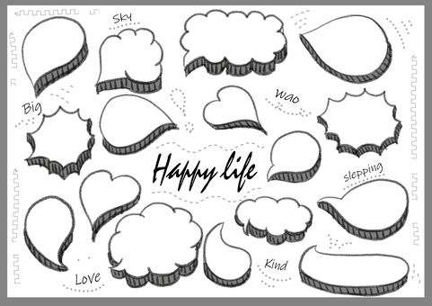 Illustration, speech balloon, balloon, black and white, 