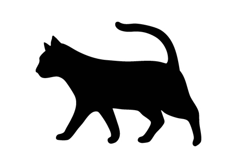 歩く猫のシルエットアイコン 猫,シルエット,アイコン,横向き,ペット,動物,モノクロ,黒,ベクター,しっぽのイラスト素材
