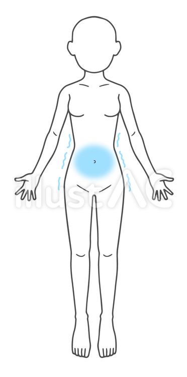 冷え性、腹部、おなかの冷え おなか,冷え,冷え性のイラスト素材