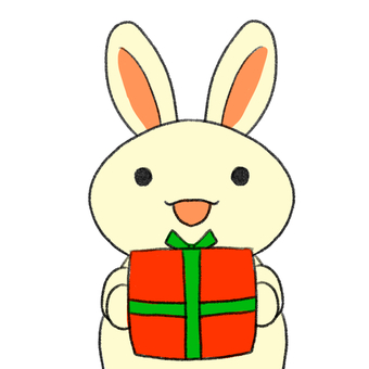 プレゼントを渡すうさぎのキャラクター プレゼント,クリスマス,誕生日,贈り物,お祝い,うさぎ,マスコット,キャラクター,渡す,あげるのイラスト素材