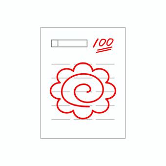 テスト　100点 テスト,100点,満点,学校,塾,採点,花丸,勉強,学力,実力のイラスト素材