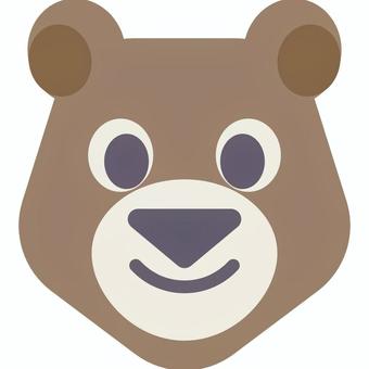 【そのまま使える】クマの顔5 クマ,熊,動物,顔,正面,アニマル,キャラクター,表情,にっこり,笑顔のイラスト素材