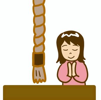 お参り お参り,合掌,手,合わせる,掌,賽銭箱,鈴緒,神社,祈る,お願い事のイラスト素材