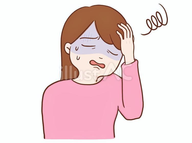 気分が悪い女性(青ざめるカラー) 女性,大人,上半身のイラスト素材